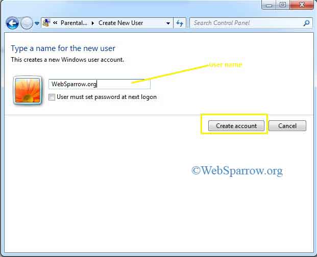 How to create new user account in Windows 7?